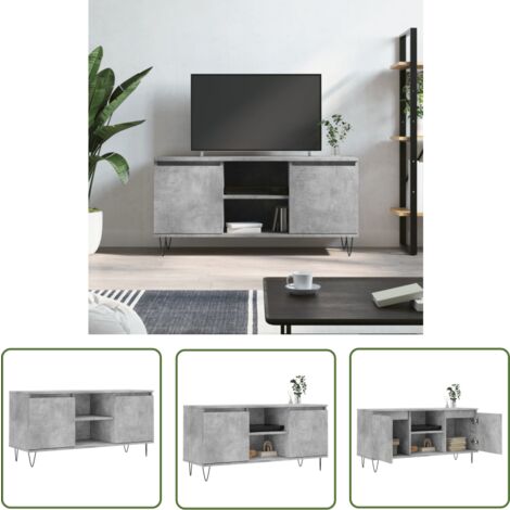 The Living Store TV-Schrank Betongrau 104x35x50 cm Holzwerkstoff - TV Schrank - Fernsehtisch - Regal - Wohnzimmermöbel - Holzwerkstoff
