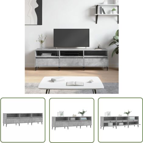 The Living Store TV-Schrank Betongrau 150x30x44,5 cm Holzwerkstoff - TV Schrank - Holz Sideboard - Regal Grau - Wohnzimmer Möbel - Fernseher Stand