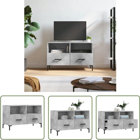 The Living Store TV-Schrank Betongrau 80x36x50 cm Holzwerkstoff - TV Schrank - Holzwerkstoff - Fernsehtisch - Medienregal - Wohnzimmermöbel