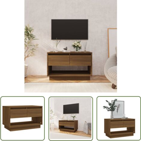 The Living Store TV-Schrank Braun Eichen-Optik 70x41x44 cm Holzwerkstoff - TV-Schrank - Lowboard - Holzmöbel - Fernsehtisch - Eiche Optik