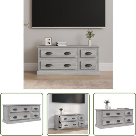 The Living Store TV-Schrank Grau Sonoma 100x35,5x45 cm Holzwerkstoff - TV Schrank - Holzwerkstoff Möbel - Grau Sonoma - Wohnzimmermöbel - Fernsehtisch