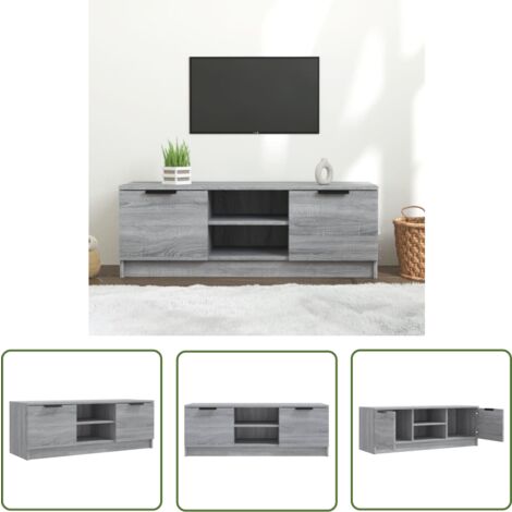 The Living Store TV-Schrank Grau Sonoma 102x35x36,5 cm Holzwerkstoff - TV Schrank - Holzwerkstoff Möbel - Grauer Wohntisch - Regal Für Fernseher - Aufbewahrungsschrank