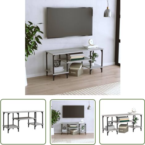 The Living Store TV-Schrank Grau Sonoma 102x35x45,5 cm Holzwerkstoff - TV Schrank - Holzwerkstoff Möbel - Grau Sonoma - Wohnzimmermöbel - TV Stand