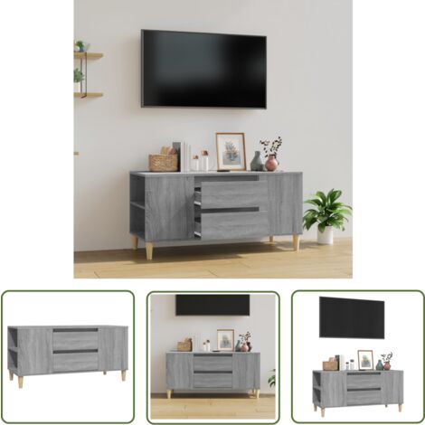 The Living Store TV-Schrank Grau Sonoma 102x44,5x50 cm Holzwerkstoff - TV Schrank - Holz Sideboard - Wohnraum Einrichtung - Grau - Modern