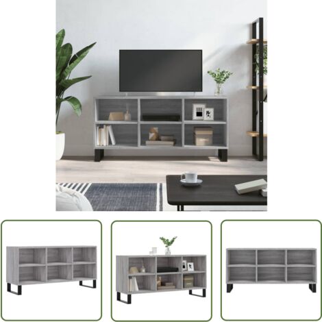 The Living Store TV-Schrank Grau Sonoma 103,5x30x50 cm Holzwerkstoff - TV Schrank - Holz Sideboard - Regal Grau - Wohnzimmer Deko - Fernseher Stand