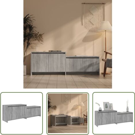 The Living Store TV-Schrank Grau Sonoma 146,5x35x50 cm Holzwerkstoff - TV-Schrank - Lowboard - Sideboard - Entertainment Center - Holzwerkstoff Möbel