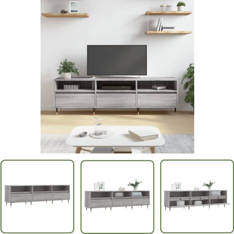 The Living Store TV-Schrank Grau Sonoma 150x30x44,5 cm Holzwerkstoff - TV Schrank - Fernsehtisch - Regal - Sideboard - Grau
