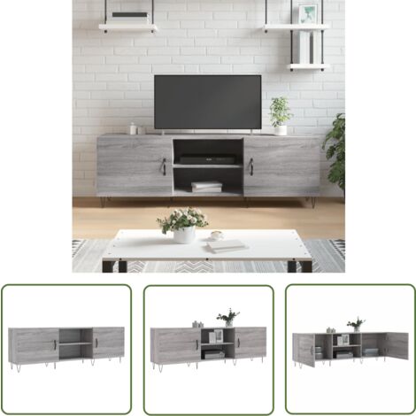 The Living Store TV-Schrank Grau Sonoma 150x30x50 cm Holzwerkstoff - TV-Schrank - Holzwerkstoff - Grau - Wohnzimmermöbel - Fernsehtisch