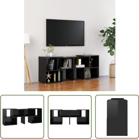 The Living Store TV-Schrank Hochglanz-Schwarz 104x30x52cm Holzwerkstoff - TV Schrank - Holzwerkstoff Möbel - Schwarz TV Stand - Regal - Wohnzimmer Dekoration