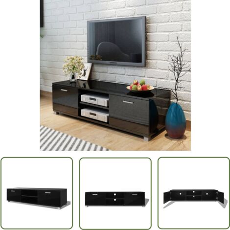 The Living Store TV-Schrank Hochglanz-Schwarz 140x40,5x35 cm - TV Schrank - Hifi Schrank - Wohnzimmerschrank - Entertainment Center - Moderner TV Stand
