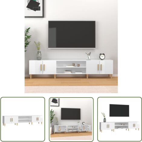 The Living Store TV-Schrank Hochglanz-Weiß 180x31,5x40 cm Holzwerkstoff - TV-Schrank - Holzmöbel - Wohnzimmerschrank - Fernsehtisch - Weißer TV-Schrank