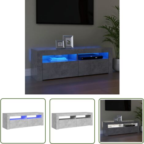 The Living Store TV-Schrank mit LED-Beleuchtung Betongrau 120x35x40 cm - TV Schrank - Holzwerkstoff Möbel - Wohnzimmer Deko - LED Beleuchtung - Smart Home