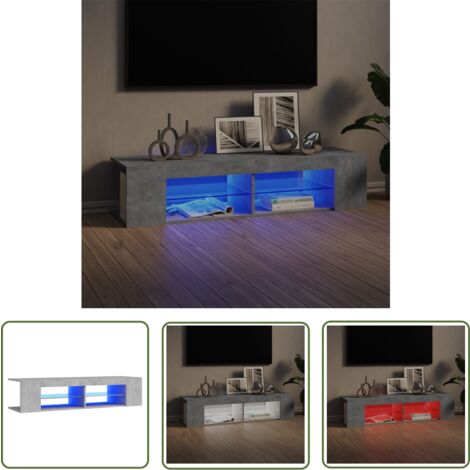 The Living Store TV-Schrank mit LED-Leuchten Betongrau 135x39x30 cm - TV Schrank - Holzwerkstoff Möbel - LED Beleuchtung - Wohnzimmer Deko - Fernseher Stand