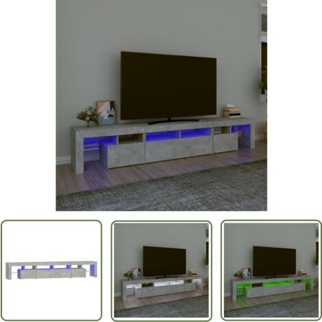 The Living Store TV-Schrank mit LED-Leuchten Betongrau 230x36,5x40 cm - TV Schrank - Holzwerkstoff Möbel - LED Beleuchtung - Wohnraum Einrichtung - Media Schrank