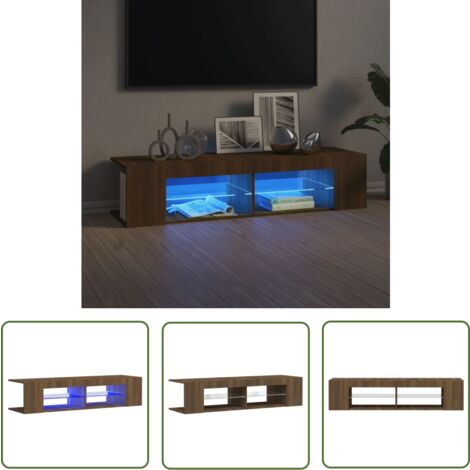 The Living Store TV-Schrank mit LED-Leuchten Braun Eichen-Optik 135x39x30 cm - TV Schrank - Holzwerkstoff Möbel - Wohnraum Dekoration - Medienregal - Smart Home