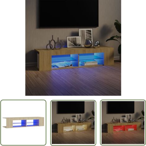 The Living Store TV-Schrank mit LED-Leuchten Sonoma-Eiche 135x39x30 cm - TV Schrank - Holzwerkstoff Möbel - Sonoma Eichenfarbenes Möbel - LED Beleuchtung - Wohnzimmer Dekoration