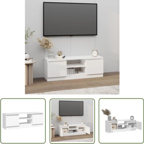 The Living Store TV-Schrank mit Tür Weiß 102x30x36 cm - TV Schrank - Holzwerkstoff Möbel - Weißer TV Stand - Fernsehtisch - Wohnzimmerschrank