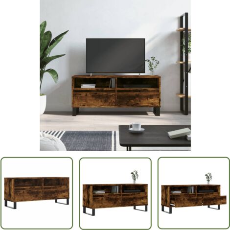 The Living Store TV-Schrank Räuchereiche 100x34,5x44,5 cm Holzwerkstoff - TV Schrank - Fernsehtisch - Regal - Wohnzimmer Möbel - Holzmöbel