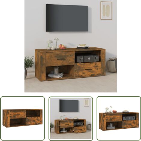 The Living Store TV-Schrank Räuchereiche 100x35x40 cm Holzwerkstoff - TV Schrank - Holzmöbel - Wohnzimmerschränke - Media Möbel - Regal