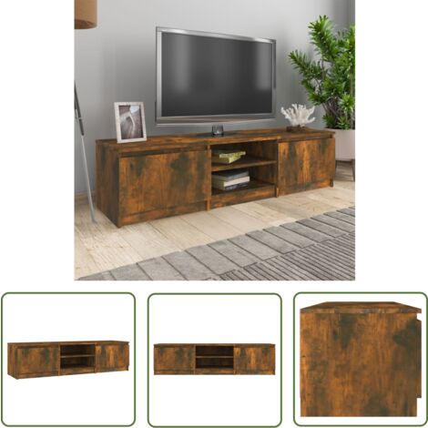 The Living Store TV-Schrank Räuchereiche 140x40x35,5 cm Holzwerkstoff - TV Schrank - Holzscherank - Fernsehtisch - Medienregal - Wohnzimmer Möbel