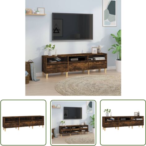 The Living Store TV-Schrank Räuchereiche 150x30x44,5 cm Holzwerkstoff - TV Schrank - Holz TV Stand - Wohnzimmerschrank - Regal - Fernsehtisch
