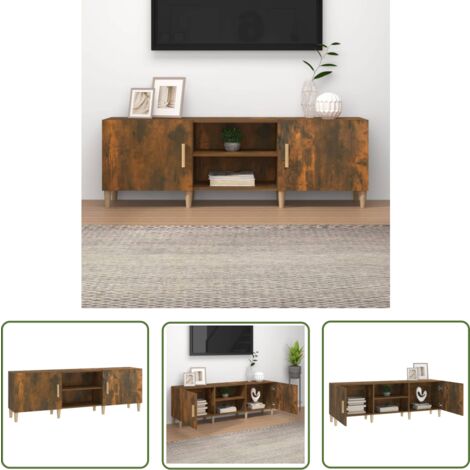 The Living Store TV-Schrank Räuchereiche 150x30x50 cm Holzwerkstoff - TV Schrank - Holzmöbel - Wohnzimmerschrank - Regal - Entertainment Center