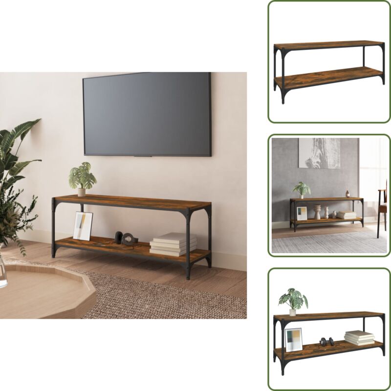 The Living Store Stauraum - Vidaxl Tv-schrank Räuchereiche 100x33x41 Cm Holzwerkstoff Und Stahl - Holzwerkstoff