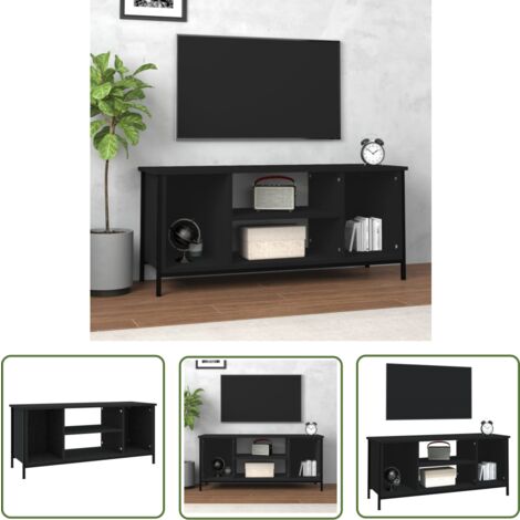 The Living Store TV-Schrank Schwarz 102x35x45 cm Holzwerkstoff - TV Schrank - Holzwerkstoff Möbel - Schwarzer TV Stand - Wohnzimmermöbel - Regal Schwarz