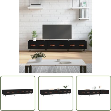 The Living Store TV-Schrank Schwarz 150x36x30 cm Holzwerkstoff - TV Schrank - Fernsehtisch - Medienregal - Wohnzimmer Möbel - Holzwerkstoff