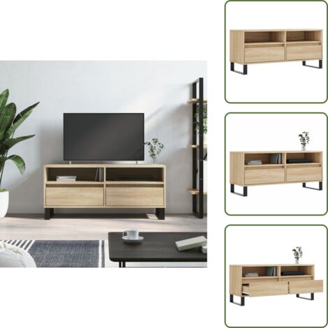 The Living Store TV-Schrank Sonoma-Eiche 100x34,5x44,5 cm Holzwerkstoff - Holzwerkstoff
