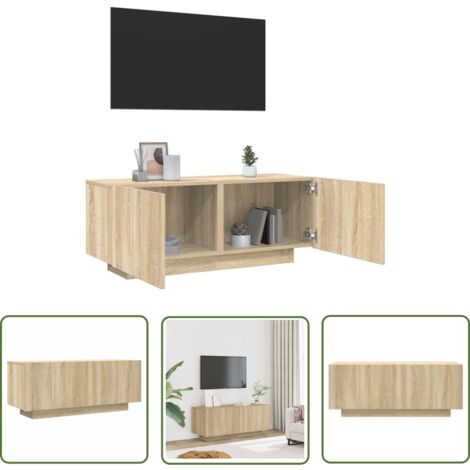 The Living Store TV-Schrank Sonoma-Eiche 100x35x40 cm Holzwerkstoff - TV-Schrank - Holzwerkstoff Möbel - Sonoma-Eiche - Wohnzimmermöbel - Medienregal