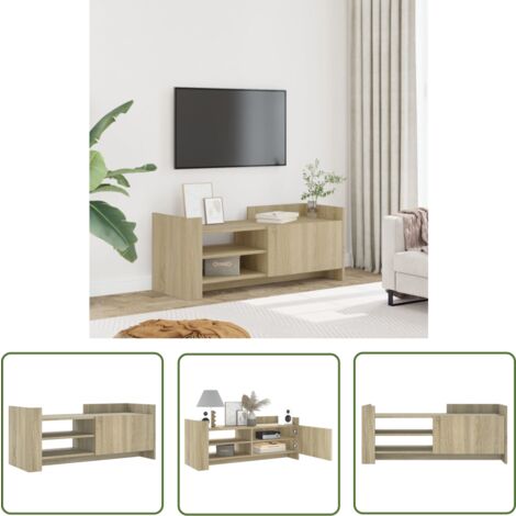 The Living Store TV-Schrank Sonoma-Eiche 100x35x40 cm Holzwerkstoff - TV Schrank - Holzwerkstoff Möbel - Wohnzimmer Dekoration - Aufbewahrungsschrank - Fernseher Stand