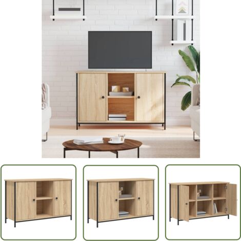 The Living Store TV-Schrank Sonoma-Eiche 100x35x65 cm Holzwerkstoff - TV Schrank - Holzwerkstoff - Eiche - Sonoma Eichenfarben - Wohnzimmerschrank
