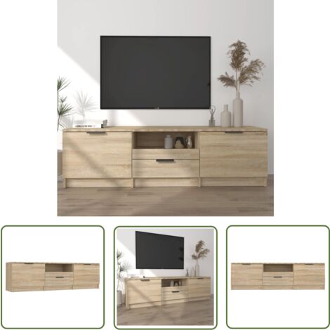 The Living Store TV-Schrank Sonoma-Eiche 140x35x40 cm Holzwerkstoff - TV Schrank - Holzwerkstoff Möbel - Wohnraum Einrichtung - Sonoma Eiche - Fernsehtisch