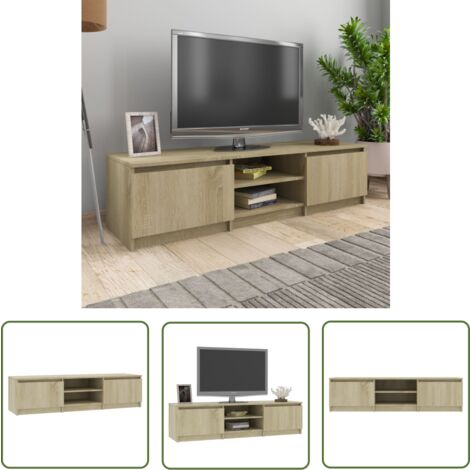 The Living Store TV-Schrank Sonoma-Eiche 140x40x35,5 cm Holzwerkstoff - TV-Schrank - Holzwerkstoff - Sonoma-Eiche - Wohnraumgestaltung - Möbelkauf