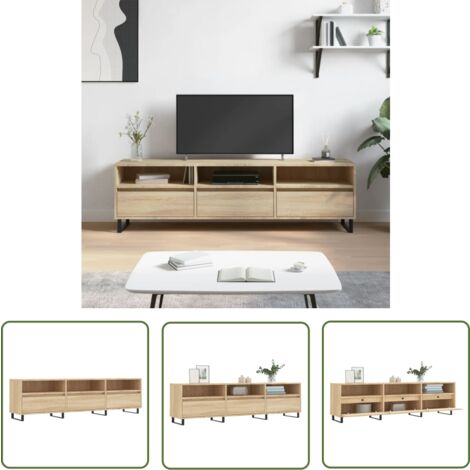The Living Store TV-Schrank Sonoma-Eiche 150x30x44,5 cm Holzwerkstoff - TV Schrank - Holz Sideboard - Regal - Wohnzimmer Möbel - Eiche Deko