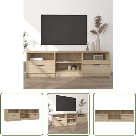 The Living Store TV-Schrank Sonoma-Eiche 150x33,5x45 cm Holzwerkstoff - TV Schrank - Holzwerkstoff Möbel - Wohnwand - Entertainment Center - Regal
