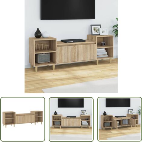 The Living Store TV-Schrank Sonoma-Eiche 160x35x55 cm Holzwerkstoff - TV-Schrank - Holzwerkstoff - Sonoma-Eiche - Fernsehtisch - Wohnzimmermöbel