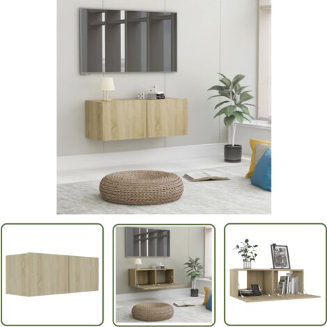 The Living Store TV-Schrank Sonoma-Eiche 80x30x30 cm Holzwerkstoff - TV Schrank - Wandregal - Regal - Wohnzimmer Dekoration - Möbel