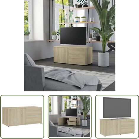 The Living Store TV-Schrank Sonoma-Eiche 80x34x36 cm Holzwerkstoff - TV Schrank - Holzwerkstoff Möbel - Sonoma Eichen Dekoration - Wohnzimmereinrichtung - Fernsehtisch