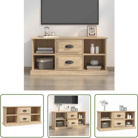 The Living Store TV-Schrank Sonoma-Eiche 99,5x35,5x48 cm Holzwerkstoff - TV Schrank - Holzwerkstoff - Sonoma Eiche - Wohnzimmermöbel - TV Möbel