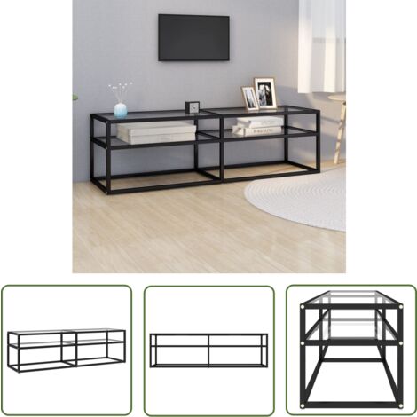The Living Store TV-Schrank Transparent 140x40x40,5 cm Hartglas - TV Schrank - Hartglas - Moderner TV Stand - Transparenter TV Tisch - Wohnzimmertisch