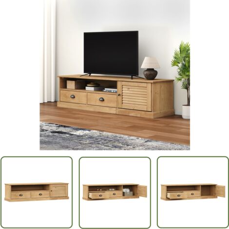 The Living Store TV-Schrank VIGO 156x40x40 cm Massivholz Kiefer - TV-Schrank - Holzmöbel - Fernsehtisch - Regal - Wohnzimmer Dekoration
