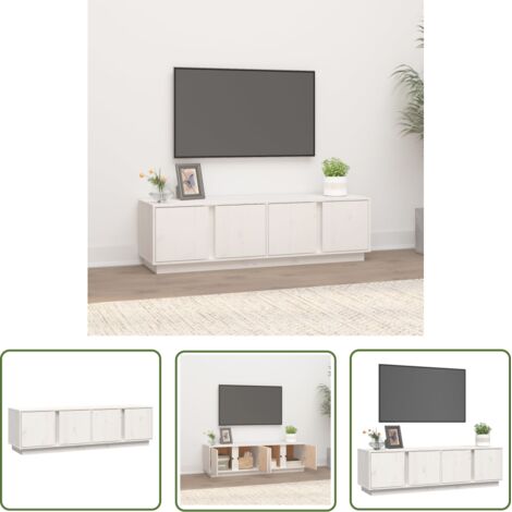 The Living Store TV-Schrank Weiß 140x40x40 cm Massivholz Kiefer - TV Schrank - Holzmöbel - Kiefernholz - Weißes Möbelstück - Dekorationsschrank