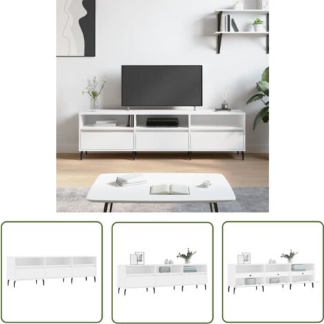 The Living Store TV-Schrank Weiß 150x30x44,5 cm Holzwerkstoff - TV Schrank - Fernsehtisch - Regal - Aufbewahrung - Weiß
