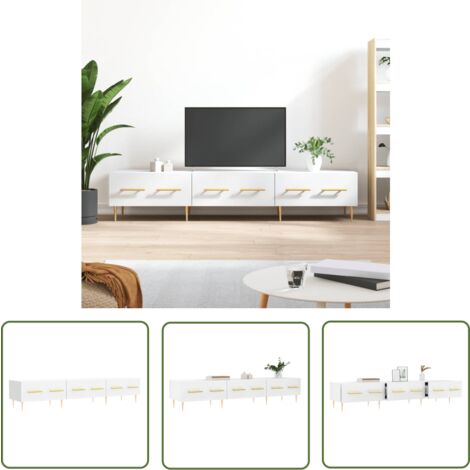 The Living Store TV-Schrank Weiß 150x36x30 cm Holzwerkstoff - TV Schrank - Fernsehtisch - Holzwerkstoff Möbel - Weißer TV Stand - Wohnzimmermöbel