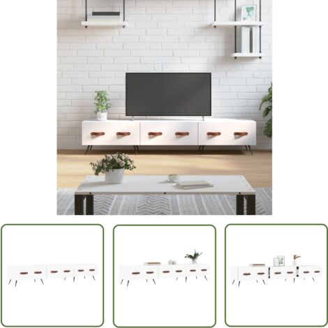 The Living Store TV-Schrank Weiß 150x36x30 cm Holzwerkstoff - TV Schrank - Fernsehtisch - Holzwerkstoff Möbel - Weißer TV Stand - Wohnzimmermöbel