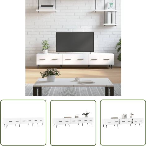The Living Store TV-Schrank Weiß 150x36x30 cm Holzwerkstoff - TV Schrank - Fernsehtisch - Holzwerkstoff Möbel - Weißer TV Stand - Wohnzimmermöbel