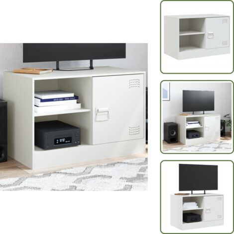 The Living Store TV-Schrank Weiß 67x39x44 cm Stahl - TV-Schrank - Fernsehtisch - Büromöbel - Regal - Aufbewahrung