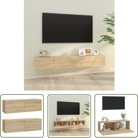 The Living Store TV-Wandschränke 2 Stk. Sonoma-Eiche 100x30x30 cm Holzwerkstoff - TV Schrank - Holzwerkstoff Möbel - Wandregal - Wohnzimmereinrichtung - Fernsehschrank
